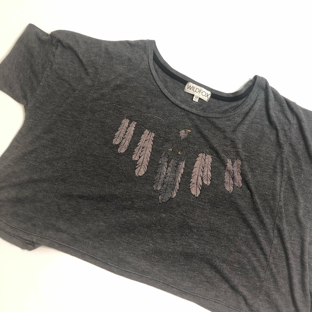 Wildfox Eagle Feather Gray Oversized Top